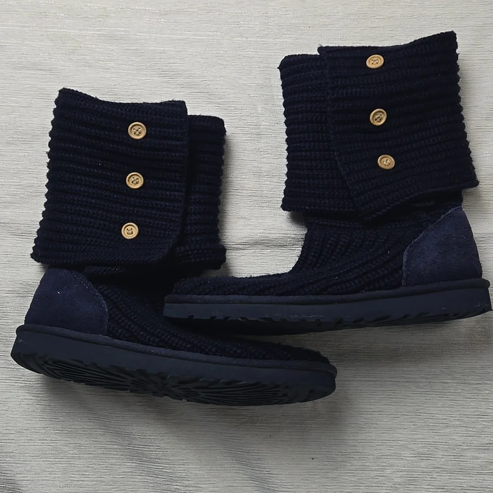 Ugg Navy Blue Cardy‎ Knit Tall Boots